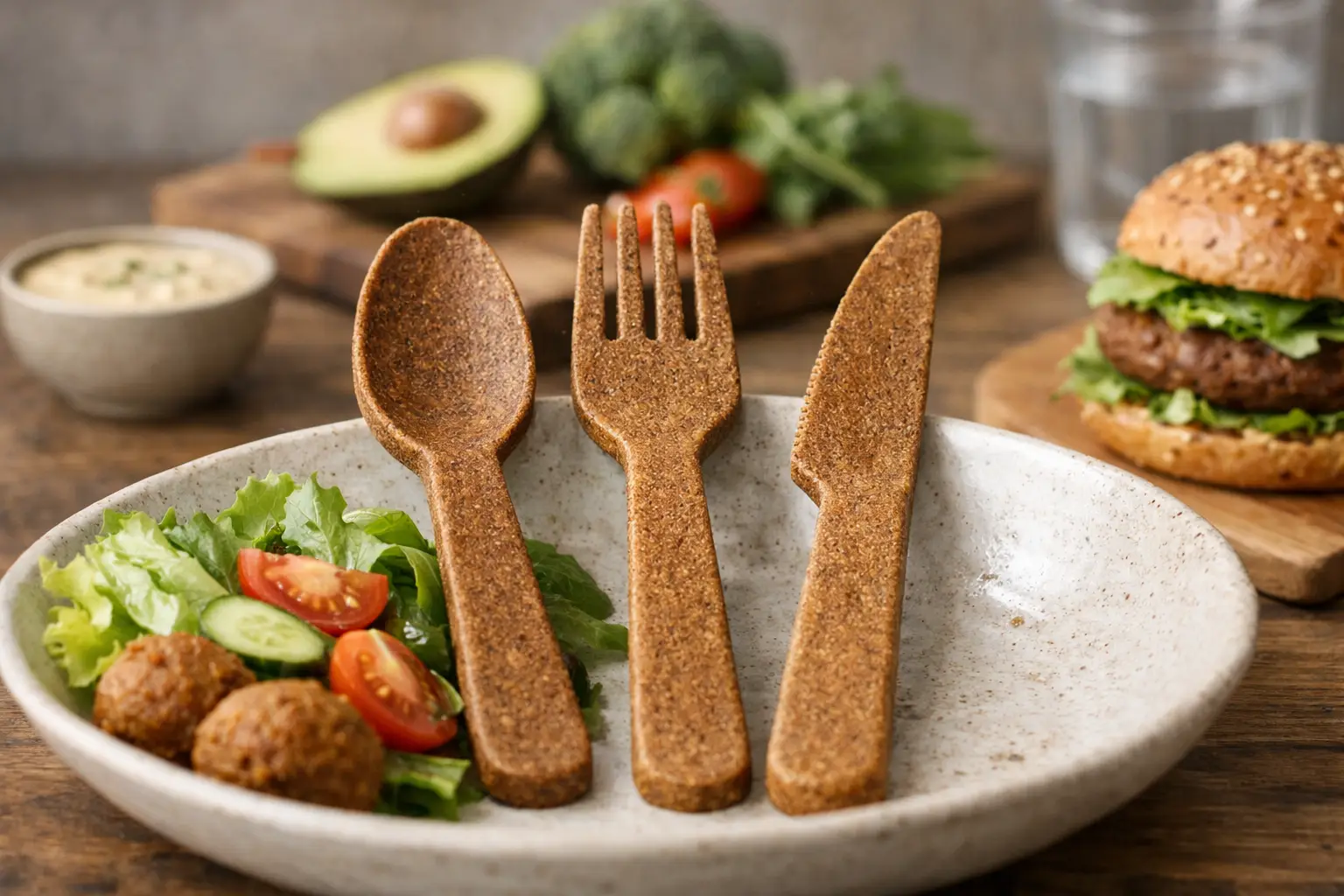 Cubiertos veganos para restaurantes que se comen