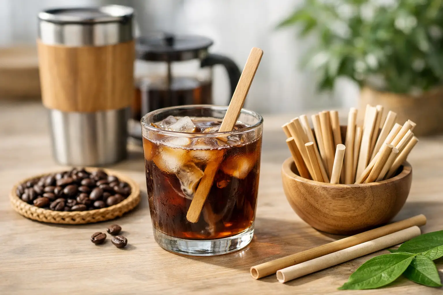 Agitadores sostenibles para un café sin plástico
